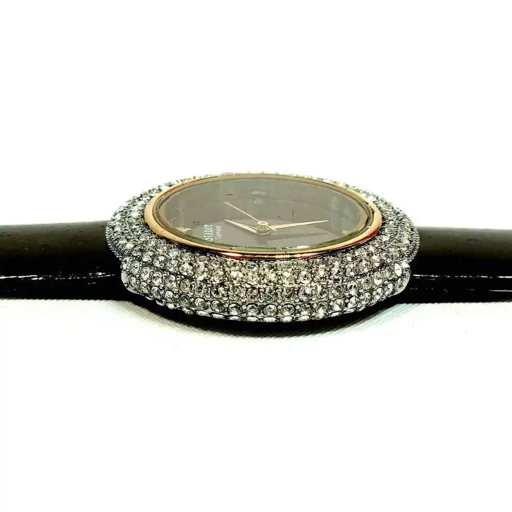 Stauer Women's Diamond Watch Brown Face Smooth Leather Wrist Band SR130BR NEW